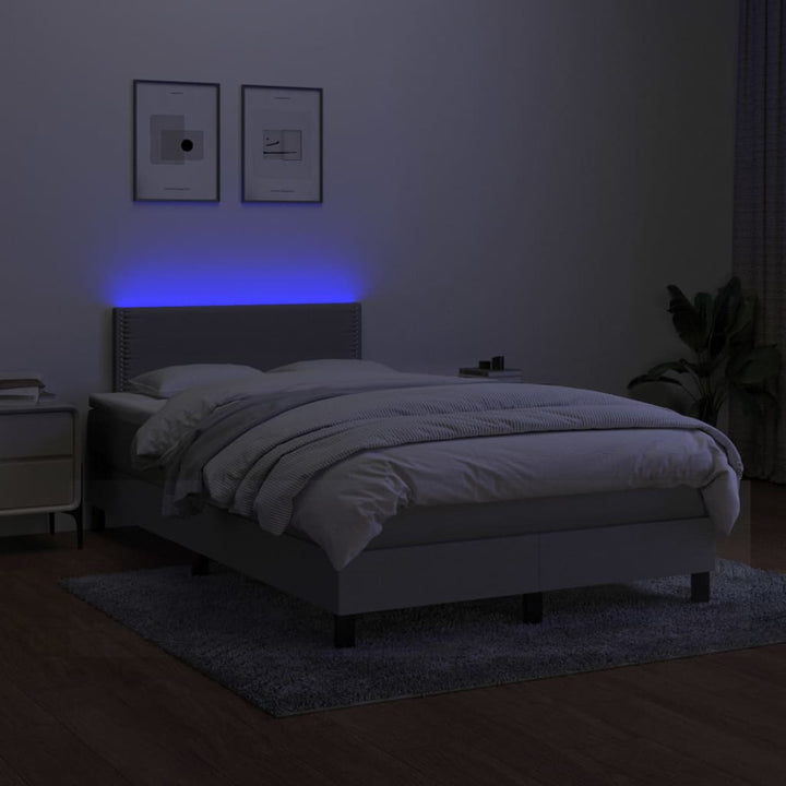 kontinentalseng med LED-lys 120x200 cm stof lysegrå