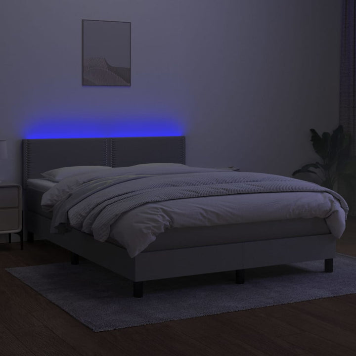 kontinentalseng med LED-lys 140x190 cm stof lysegrå