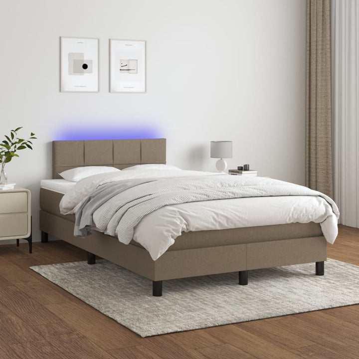 kontinentalseng med LED-lys 120x200 cm stof gråbrun