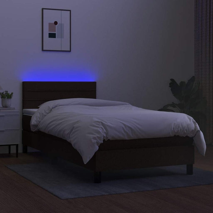 kontinentalseng med LED-lys 100x200 cm stof sort