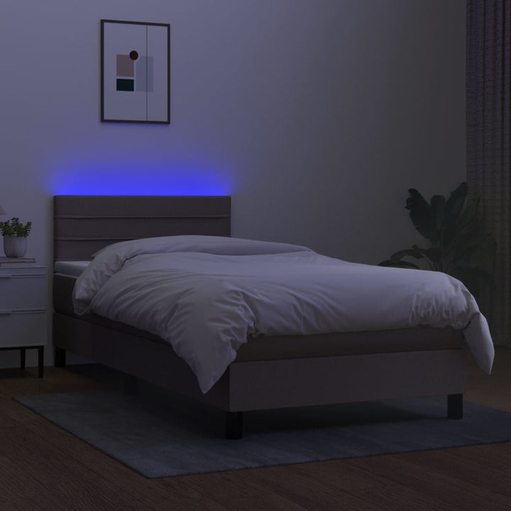kontinentalseng med LED-lys 100x200 cm stof gråbrun