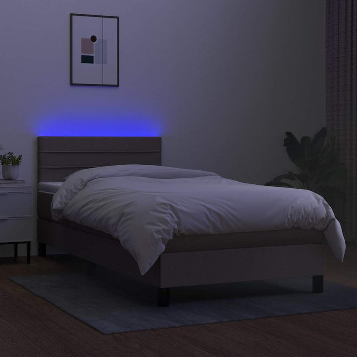 kontinentalseng med LED-lys 100x200 cm stof gråbrun