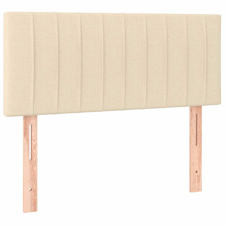 kontinentalseng med LED-lys 90x190 cm stof cremefarvet