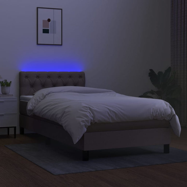 kontinentalseng med LED-lys 80x200 cm stof gråbrun