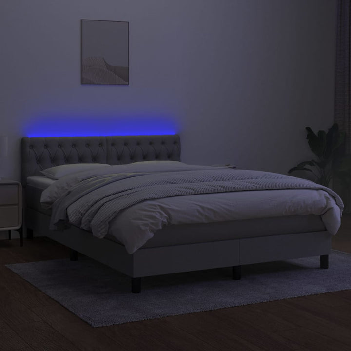 kontinentalseng med LED-lys 140x190 cm stof lysegrå