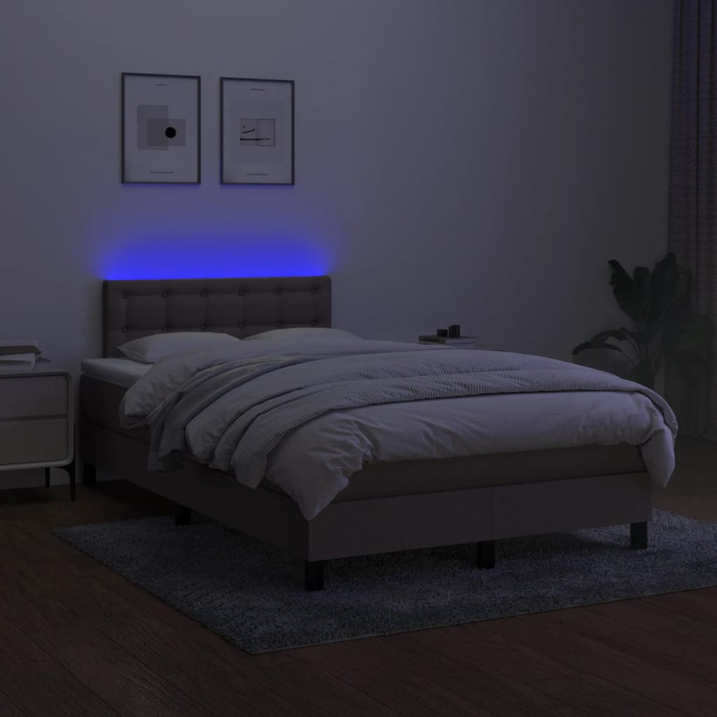 kontinentalseng med LED-lys 120x200 cm stof gråbrun