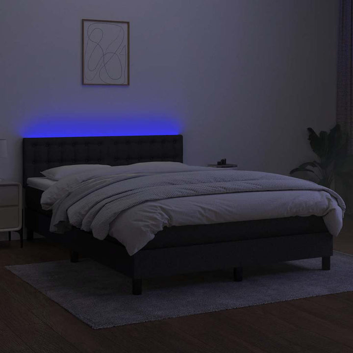 kontinentalseng med LED-lys 140x190 cm stof sort