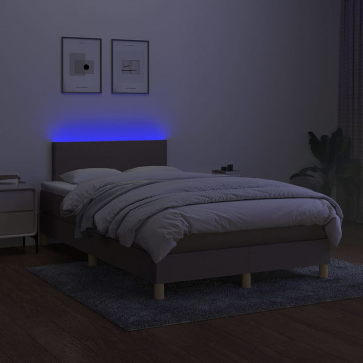 kontinentalseng med LED-lys 120x200 cm stof gråbrun