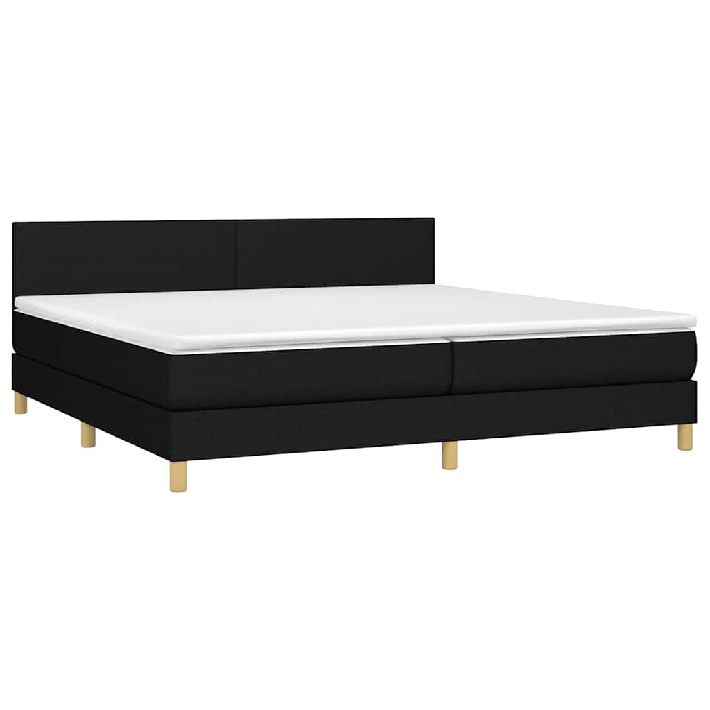 kontinentalseng med LED-lys 200x200 cm stof sort