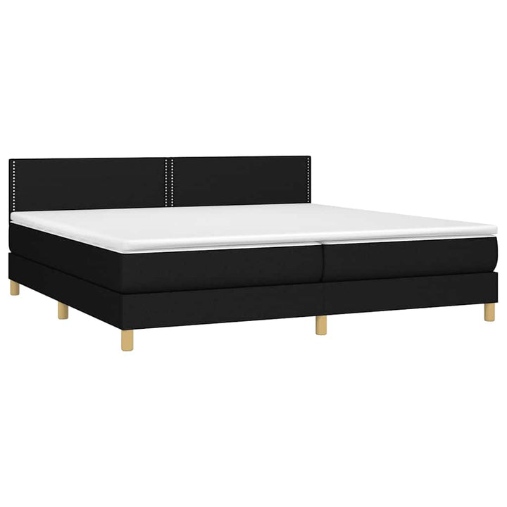 kontinentalseng med LED-lys 200x200 cm stof sort