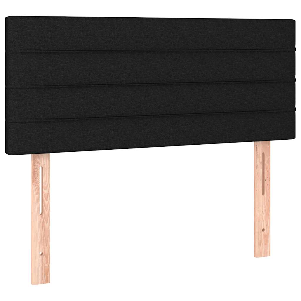 kontinentalseng med LED-lys 90x200 cm stof sort