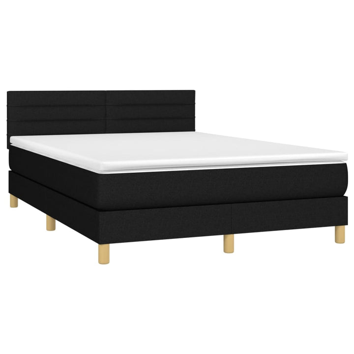 kontinentalseng med LED-lys 140x190 cm stof sort