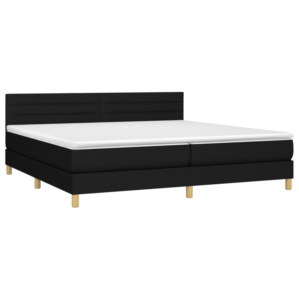 kontinentalseng med LED-lys 200x200 cm stof sort