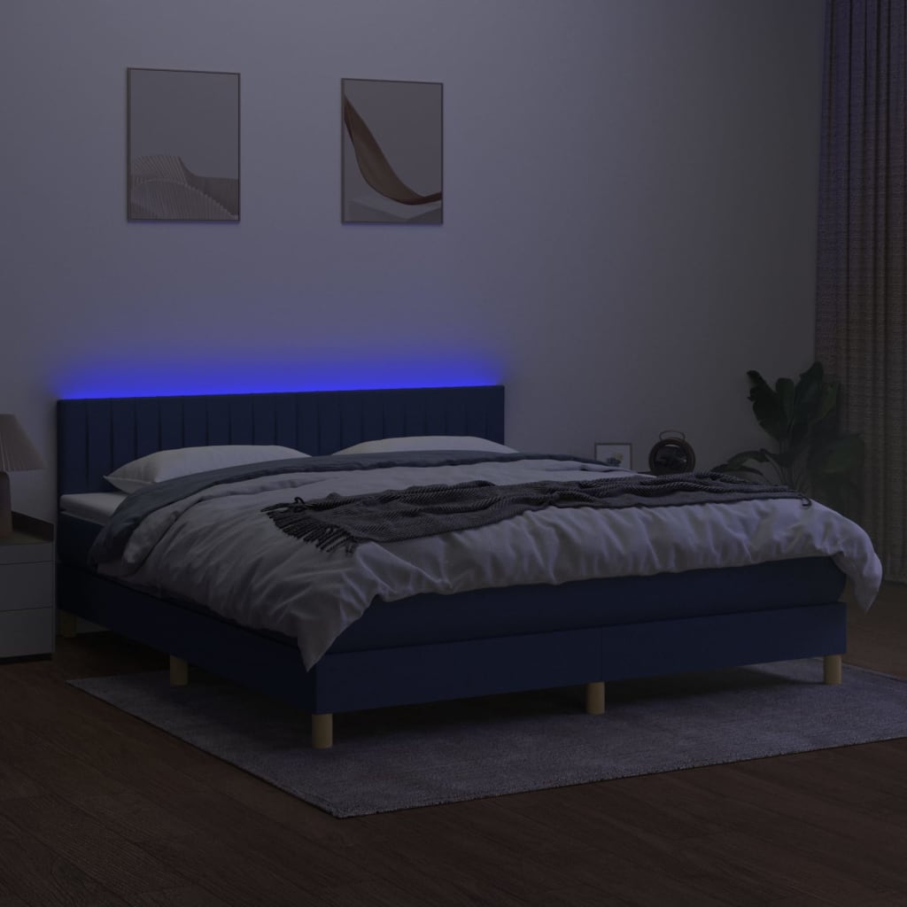 kontinentalseng med LED-lys 160x200 cm stof cremefarvet
