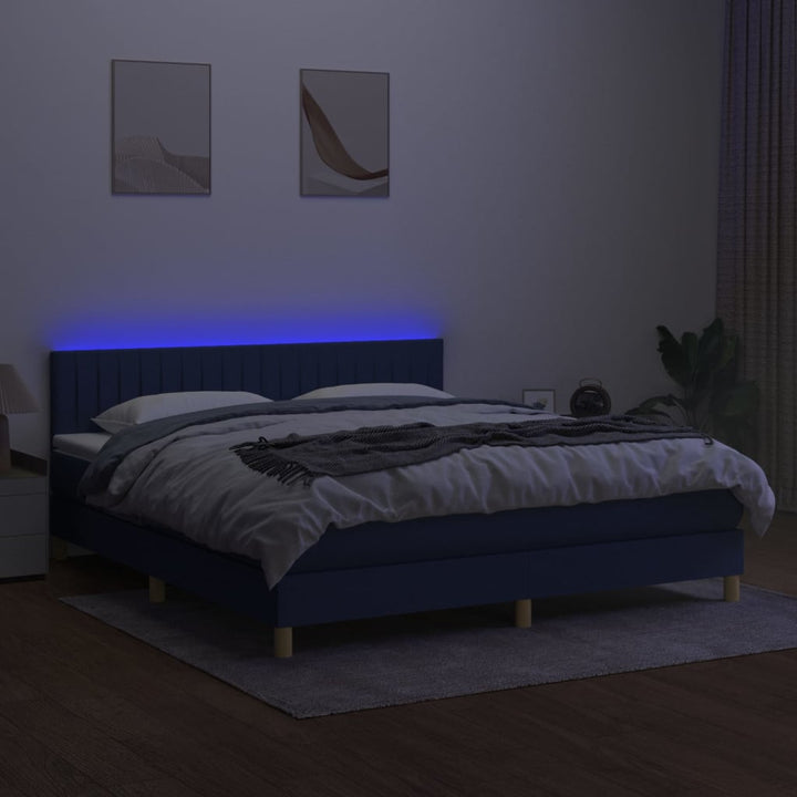 kontinentalseng med LED-lys 160x200 cm stof cremefarvet