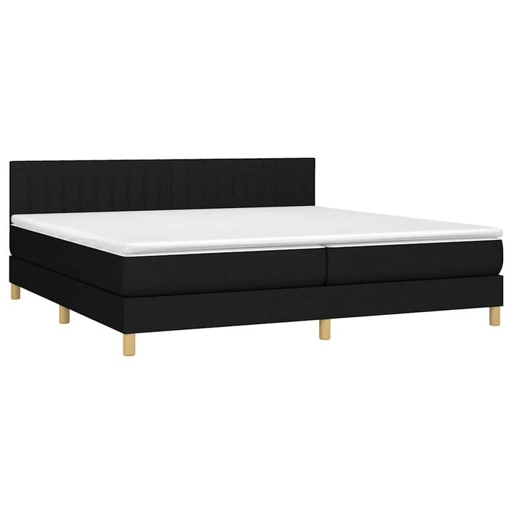 kontinentalseng med LED-lys 200x200 cm stof sort