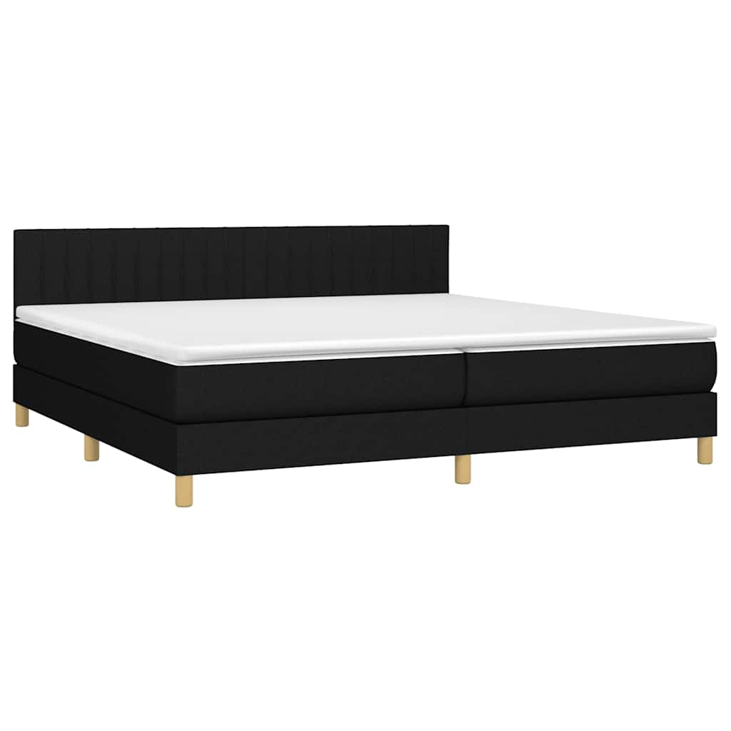 kontinentalseng med LED-lys 200x200 cm stof sort