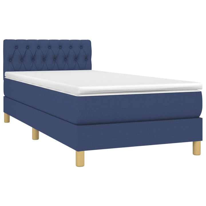 kontinentalseng med LED-lys 100x200 cm stof blå
