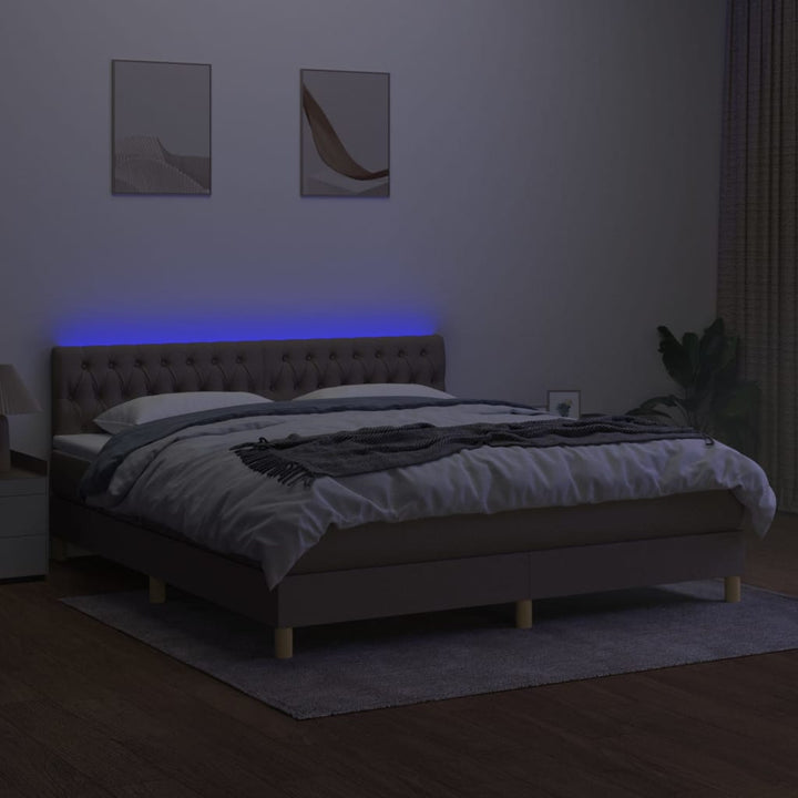 kontinentalseng med LED-lys 160x200 cm stof gråbrun