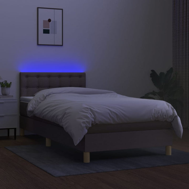 kontinentalseng med LED-lys 80x200 cm stof gråbrun