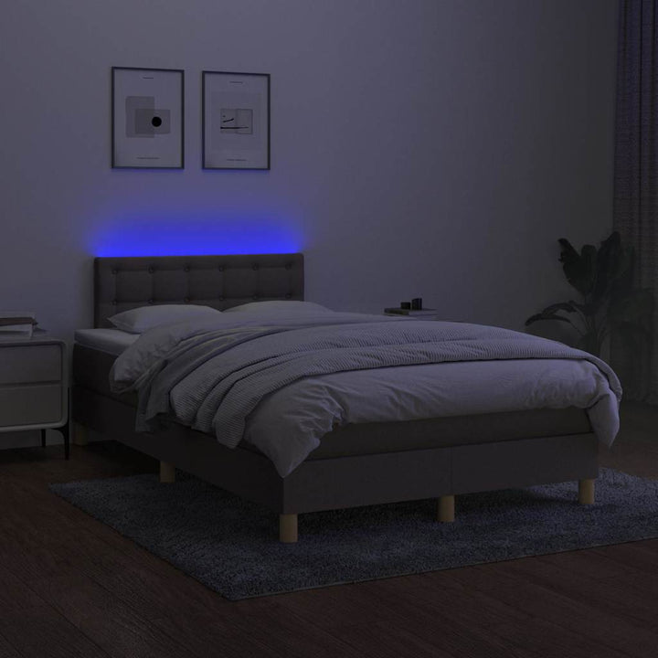 kontinentalseng med LED-lys 120x200 cm stof gråbrun