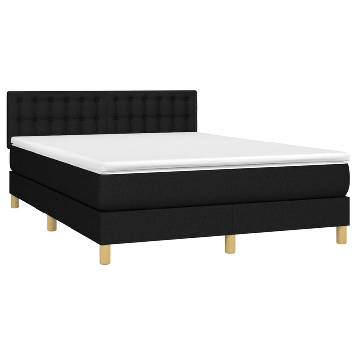 kontinentalseng med LED-lys 140x190 cm stof sort