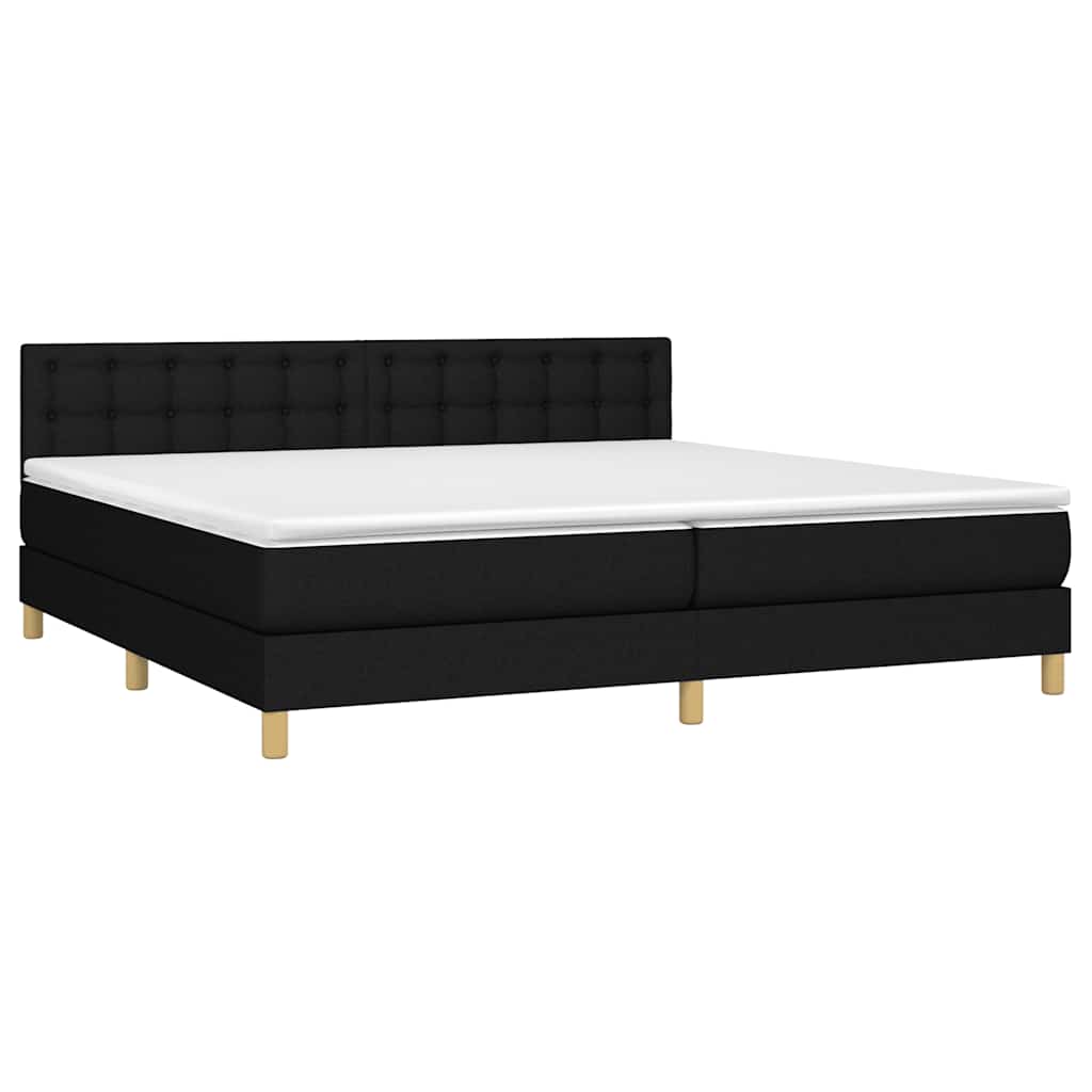 kontinentalseng med LED-lys 200x200 cm stof sort