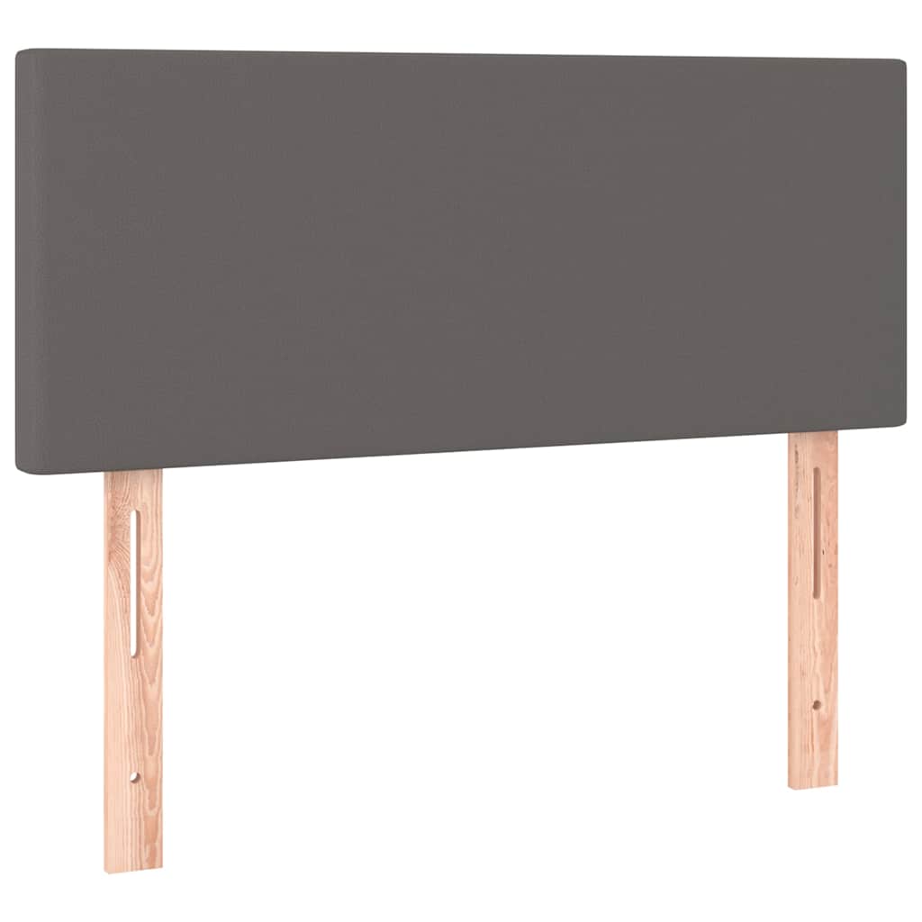 kontinentalseng med LED-lys 80x200 cm kunstlæder grå