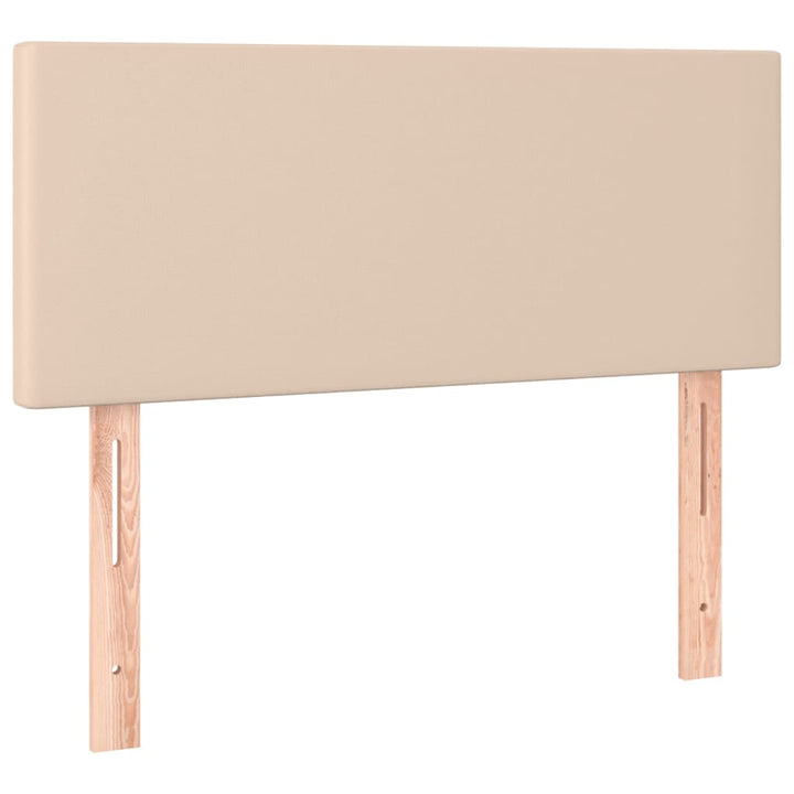 kontinentalseng LED-lys 100x200 cm kunstlæder cappuccinofarvet
