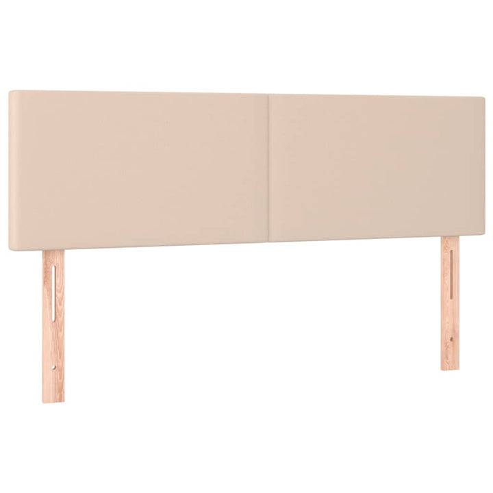 kontinentalseng LED-lys 140x200 cm kunstlæder cappuccinofarvet