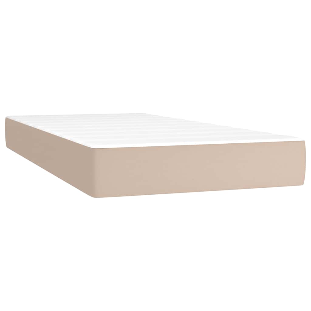 kontinentalseng LED-lys 200x200 cm kunstlæder cappuccinofarvet
