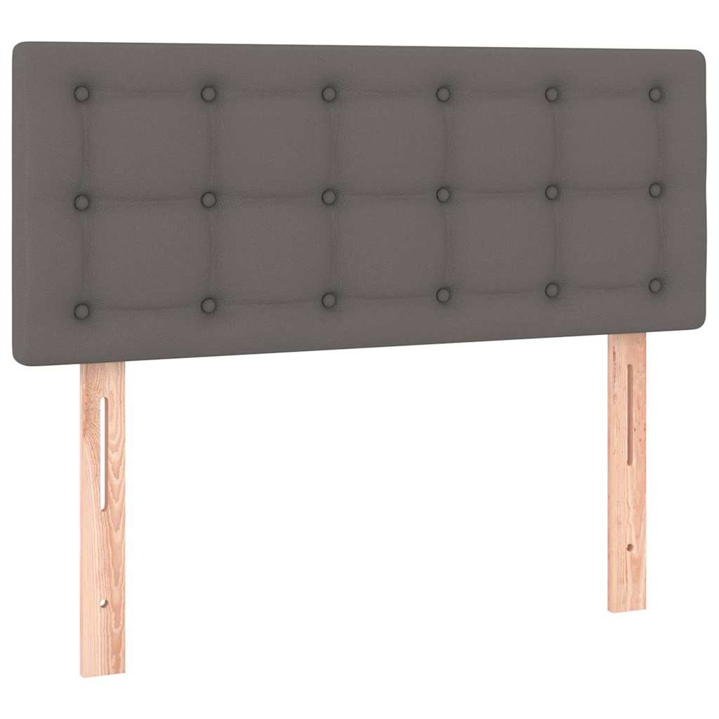kontinentalseng med LED-lys 80x200 cm kunstlæder grå