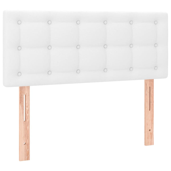 kontinentalseng med LED-lys 90x200 cm kunstlæder hvid