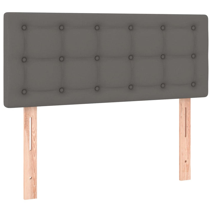 kontinentalseng med LED-lys 90x200 cm kunstlæder grå