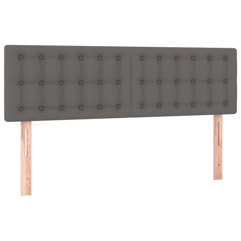 kontinentalseng med LED-lys 140x190 cm kunstlæder grå