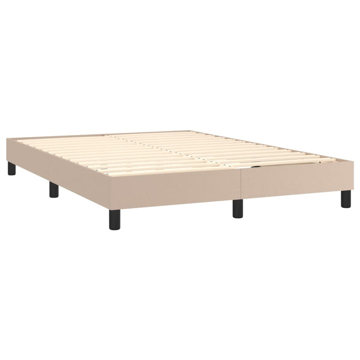 kontinentalseng LED-lys 140x200 cm kunstlæder cappuccinofarvet