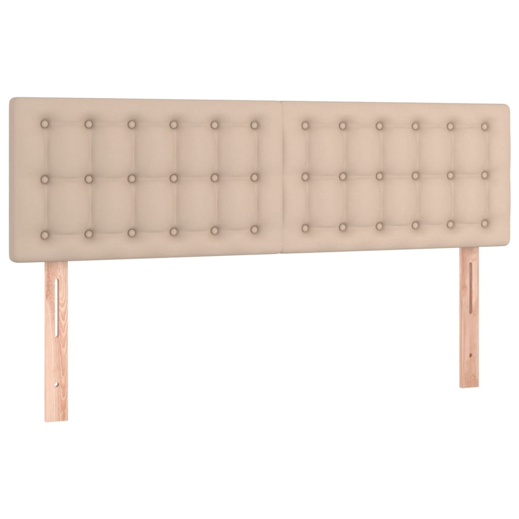 kontinentalseng LED-lys 140x200 cm kunstlæder cappuccinofarvet