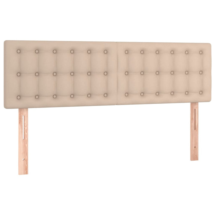 kontinentalseng LED-lys 140x200 cm kunstlæder cappuccinofarvet