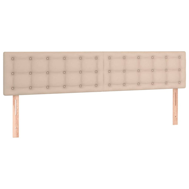 kontinentalseng LED-lys 160x200 cm kunstlæder cappuccinofarvet
