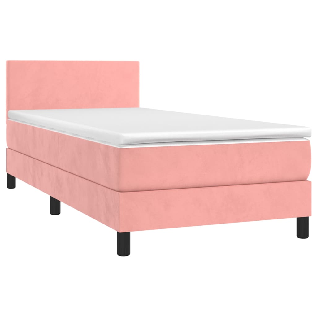 kontinentalseng med madras og LED-lys 80x200 cm velour pink