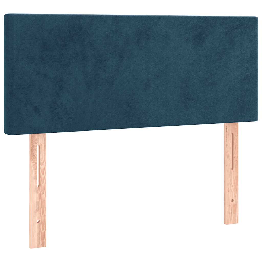 kontinentalseng med madras og LED-lys 90x190 cm fløjl mørkeblå