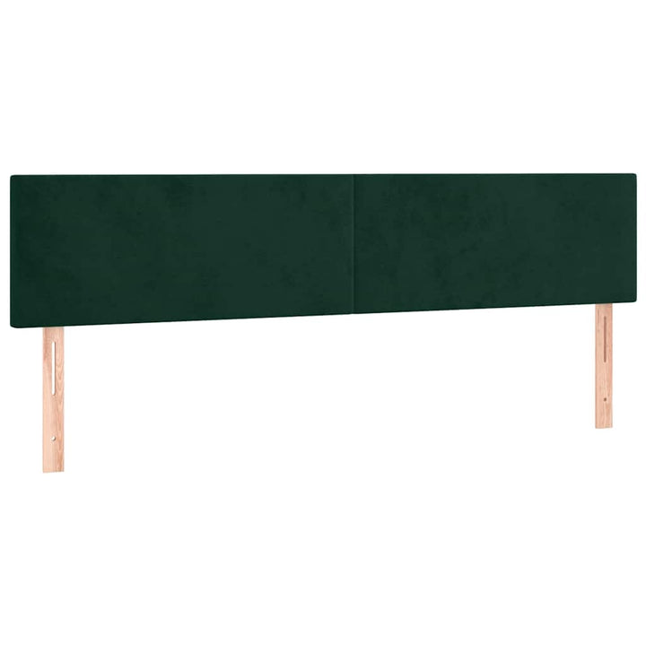 kontinentalseng med madras og LED-lys 160x200 cm fløjl mørkegrøn