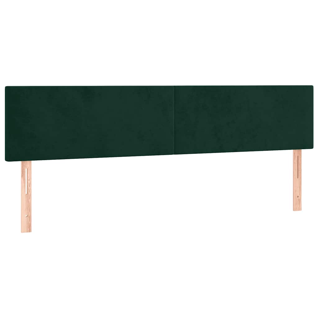 kontinentalseng med madras og LED-lys 200x200 cm fløjl mørkegrøn