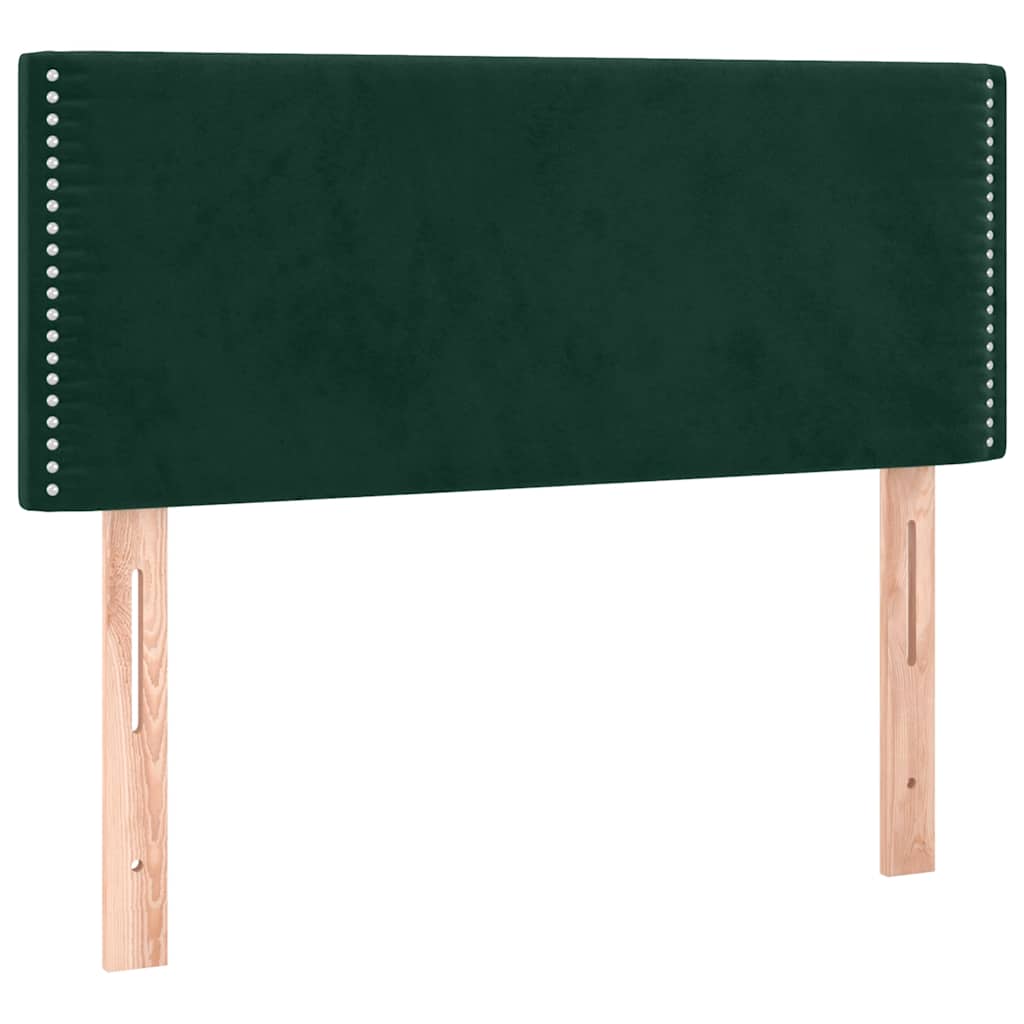 kontinentalseng med madras og LED-lys 80x200 cm velour mørkegrøn