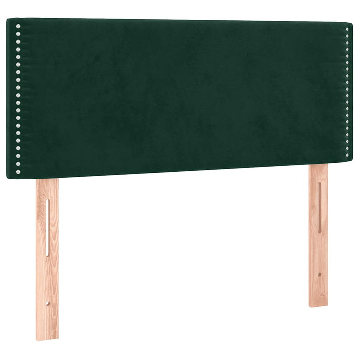 kontinentalseng med madras og LED-lys 100x200 cm fløjl mørkegrøn