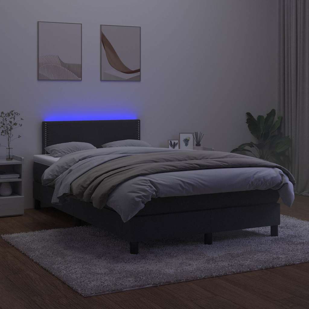 kontinentalseng med madras og LED-lys 120x200 cm fløjl sort
