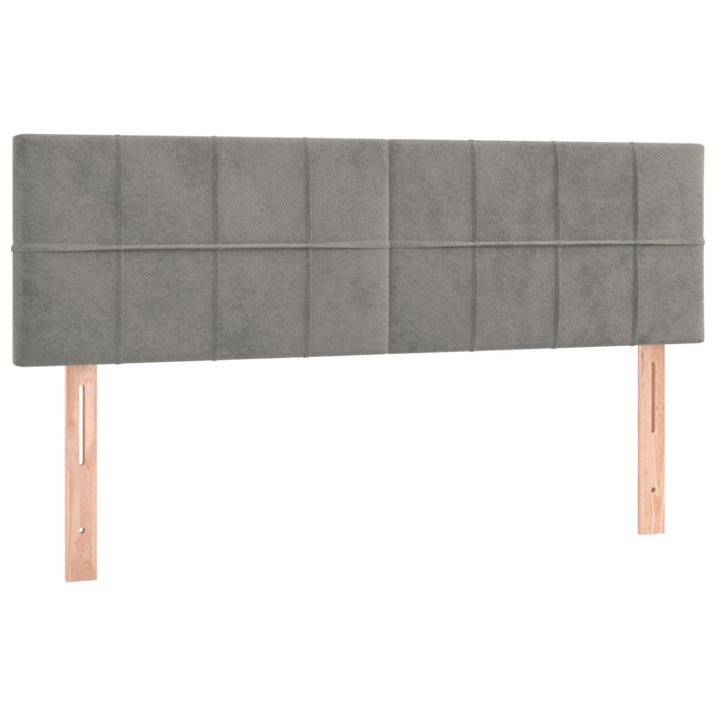 kontinentalseng med madras og LED-lys 140x190 cm velour lysegrå