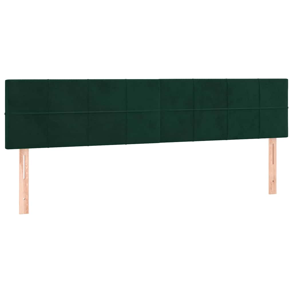 kontinentalseng med madras og LED-lys 160x200 cm fløjl mørkegrøn