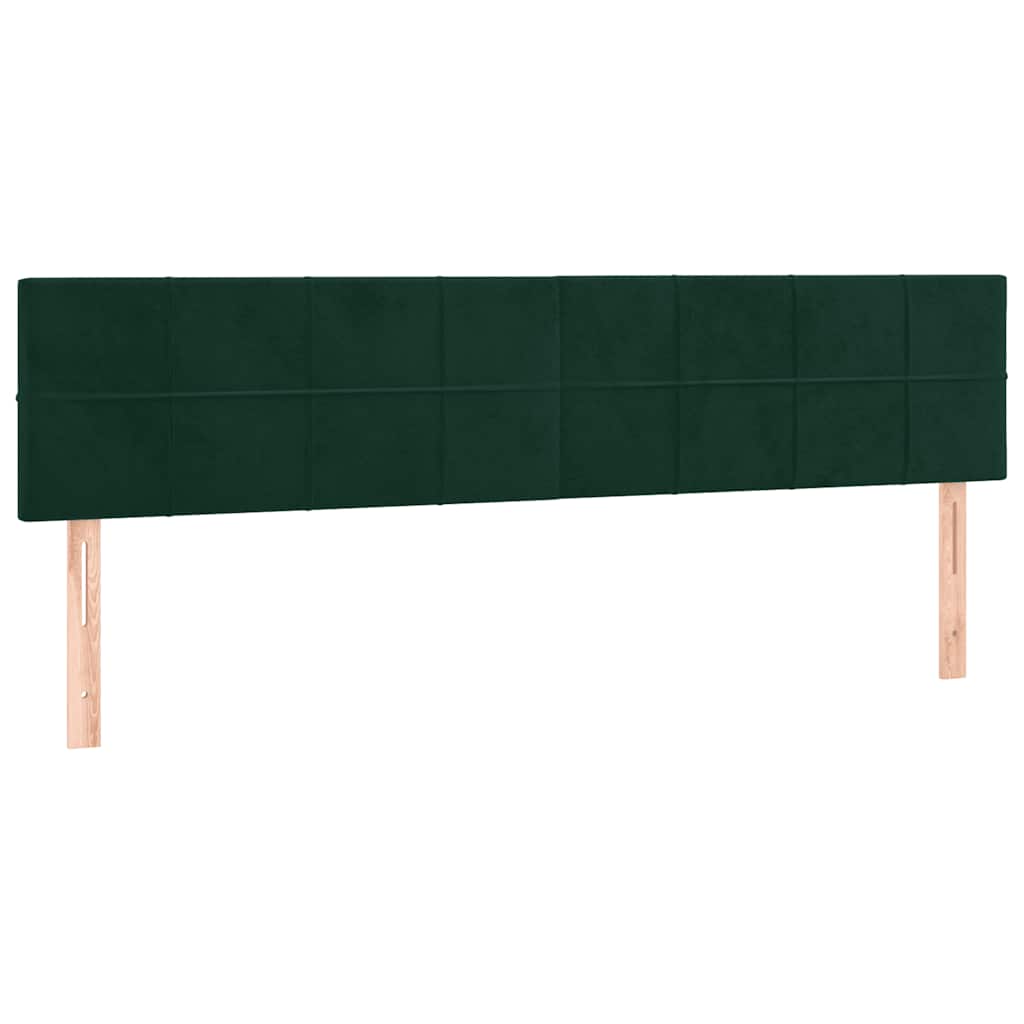 kontinentalseng med madras og LED-lys 200x200 cm fløjl mørkegrøn