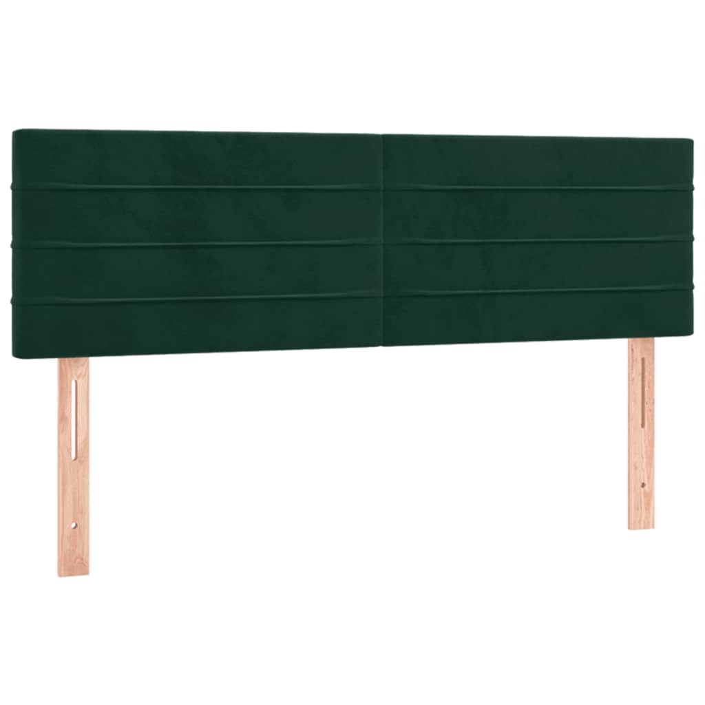 kontinentalseng med madras og LED-lys 140x190 cm fløjl mørkegrøn